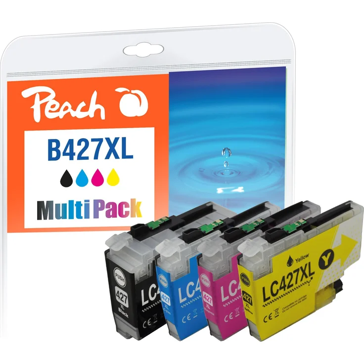Peach Druckerpatrone LC-427XL MultiPack, kompatibel mit Brother, 4er Set (CMYK, XL)