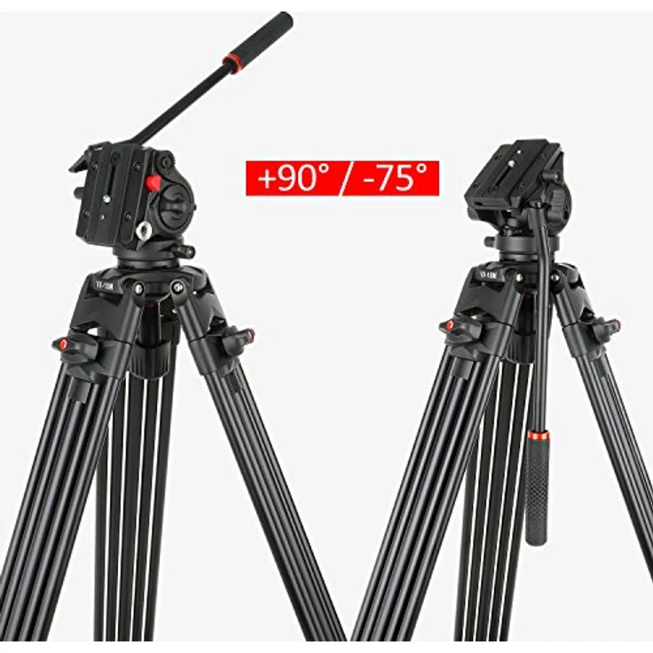 VILTROX® VX-18M 188cm / 74 Zoll Panorama Kamera Dreibein-Stative mit Fluid Drag Kopf für Canon Nikon Sony DSLR Kamera & DV Camcorder, Aluminiumlegierung – Bild 2