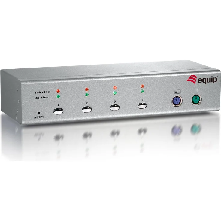 equip Desktop KVM Switch 4 Port, VGA, maximale Auflösung 2048x1536, silber