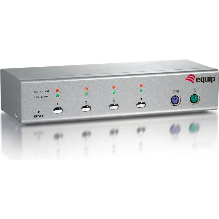 equip Desktop KVM Switch 4 Port, VGA, maximale Auflösung 2048x1536, silber