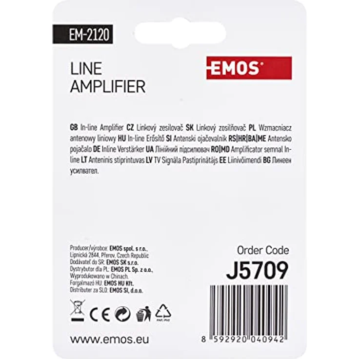 EMOS Satelliten-Leitungsverstärker Inline 20 dB (Frequenzbereich 470–790 MHz) für DVB-T2, Kabelfernsehen oder Antennen J5709 Silbern 2 x 4,2 cm – Bild 4