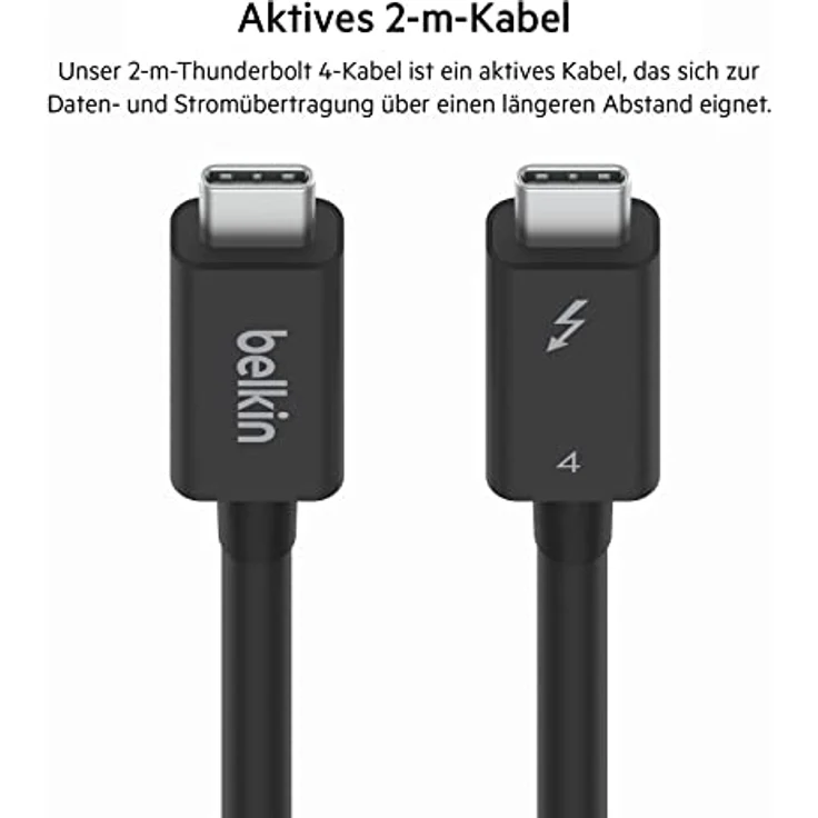 Belkin Thunderbolt 4-Kabel INZ002bt2MBK, USB-C 40Gb/s, 100W, 2m, schwarz – Bild 7