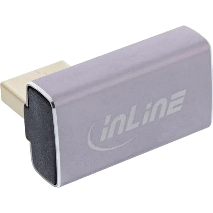 InLine DisplayPort 1.4 Adapter, 90° vertikal links gewinkelt, DP Stecker zu Buchse, 8K-kompatibel, vergoldete Kontakte, kompaktes Design, 17291I – Bild 2