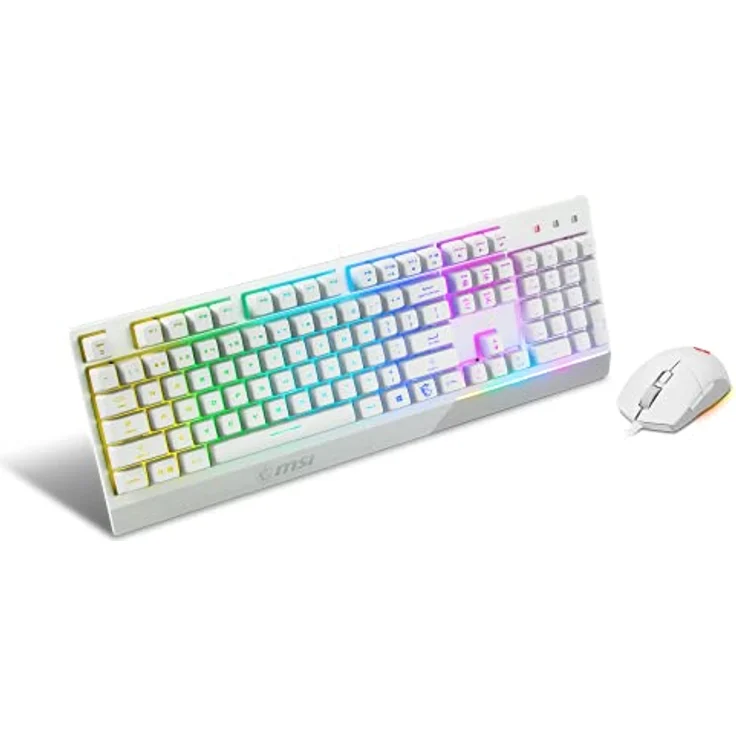 MSI Vigor GK30 Combo IT, Semi Mechanische Gaming-Tastatur + Maus Clutch GM11, RGB Mystic Light, Multimedia-Hotkey, wasserabweisend, italienisches Layout, weiß – Bild 2