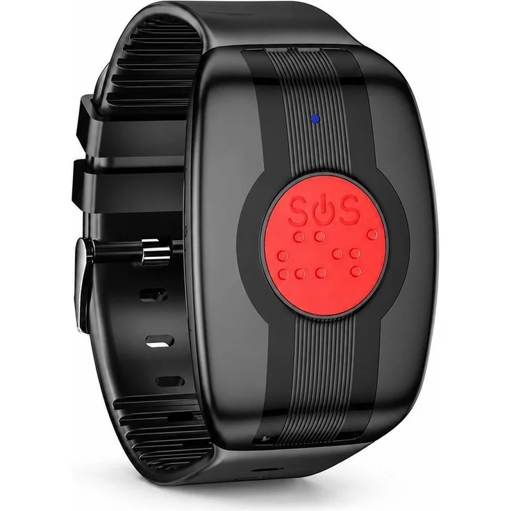 NikuTRAX SOS One – Notrufarmband mit SOS-Taste, 4G/LTE, GPS-Ortung, automatischer Sturzerkennung, IP67 wassergeschützt, Schwarz