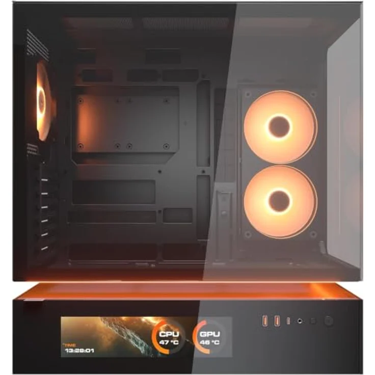 Cougar Gehäuse Midi-Tower CFV235 Vision, ARGB, Glas, Schwarz, für ATX, Micro ATX, Mini-ITX, mit LCD-Display und optimaler Kühlung – Bild 4