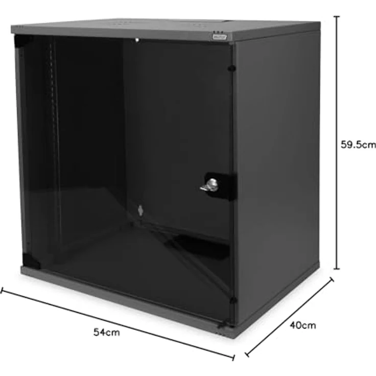 DIGITUS Netzwerk-Schrank 19 Zoll 12 HE - unmontiert - Wandmontage - 400 mm Tiefe - Traglast 60 kg - Glastür - Schwarz – Bild 3