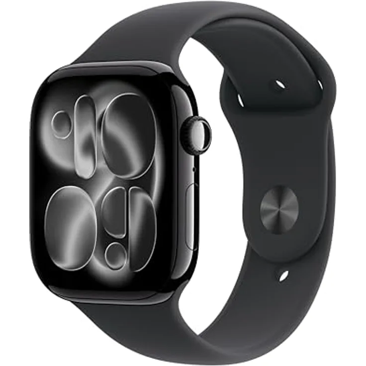Apple Watch Series 11 GPS, 46 mm, Aluminiumgehäuse Diamantschwarz, Sportarmband Schwarz - M/L