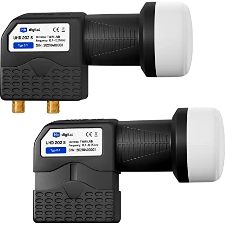 HB-DIGITAL Twin LNB (Test SEHR GUT *) 2 Teilnehmer Direkt LTE Protected Satelliten Digital Sat Full HD TV 3D 4K UHD Kontakte vergoldet Wetterschutz Schwarz – Bild 3