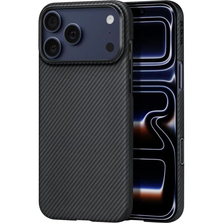 Pitaka Ultra-Slim Case, Schwarz/Grau, Smartphone Hülle für iPhone 17 Pro Max mit MagSafe-Kompatibilität aus 600D Aramidfaser