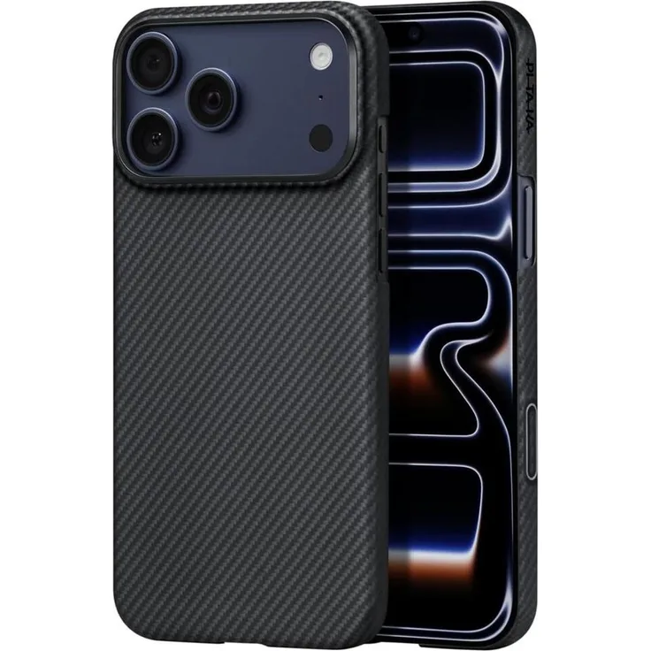 Pitaka Ultra-Slim Case, Schwarz/Grau, Smartphone Hülle für iPhone 17 Pro Max mit MagSafe-Kompatibilität aus 600D Aramidfaser
