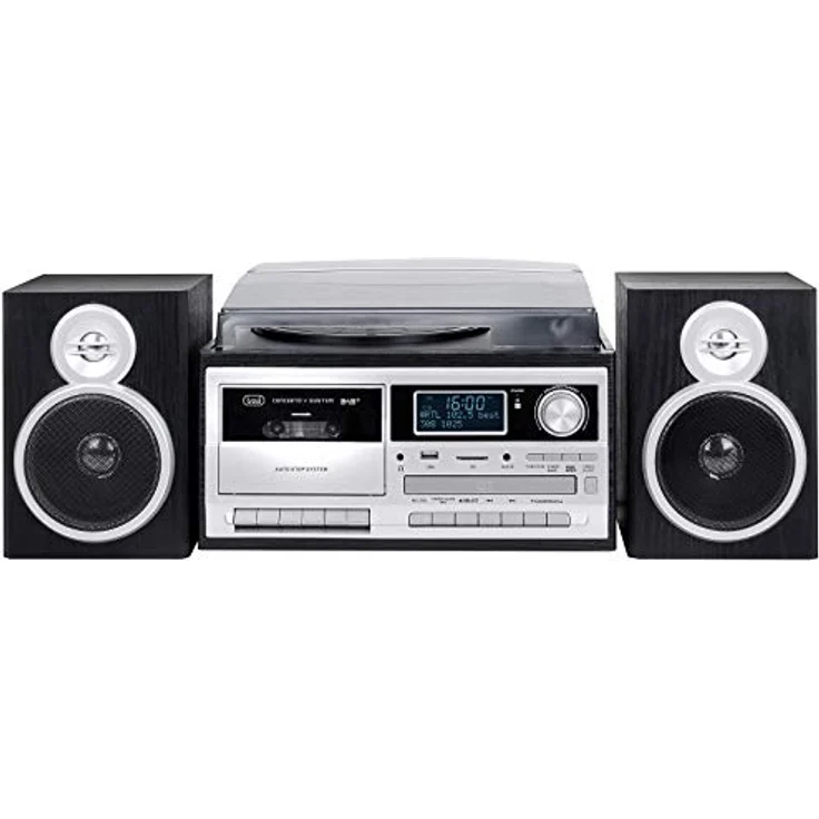 Trevi TT 1072 DAB Vinyl-Plattenspieler, Kabelloser CD- und MP3-Player, 25W, DAB/DAB+ FM Digitalradio, Bassreflex-Lautsprecher, Schwarz – Bild 2