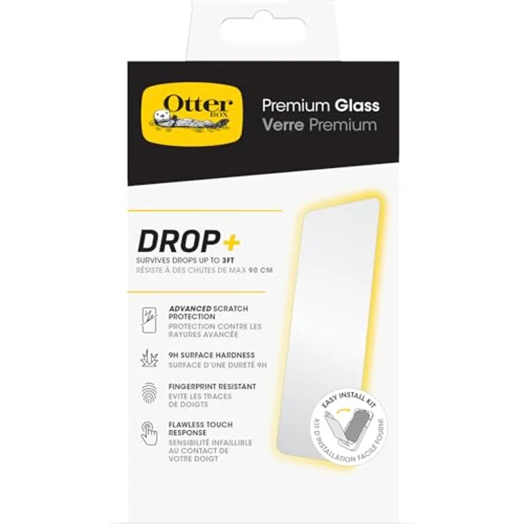 OtterBox Premium Glass Displayschutz für iPhone 15 Pro Max, gehärtetes Glas, hervorragender Kratzschutz, übersteht Stürze bis zu 0,9m, antimikrobieller Schutz – Bild 1