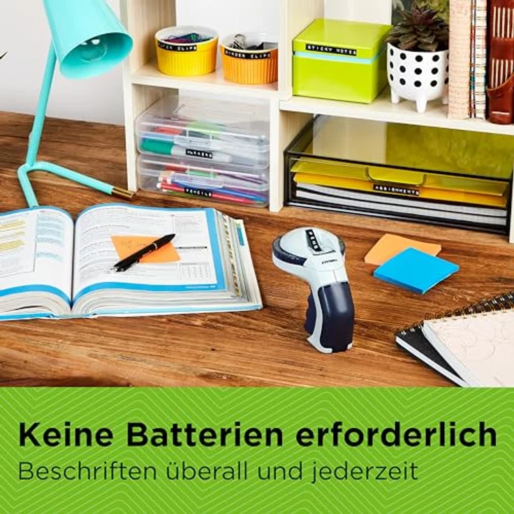 DYMO Beschriftungsgerät Omega, Prägegerät mit Drehregler, ergonomischem Soft-Touch-Griff und Standfunktion, schwarz – Bild 4