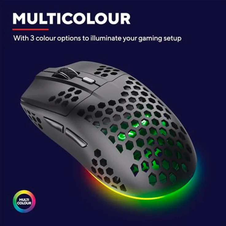 Trust Gaming GXT 929 Helox Kabellose Gaming Maus, Ultraleichte Maus 75g, 80h Dauerbetrieb, Einstellbare DPI (800-4800), Gaming PC MMO - Schwarz – Bild 3