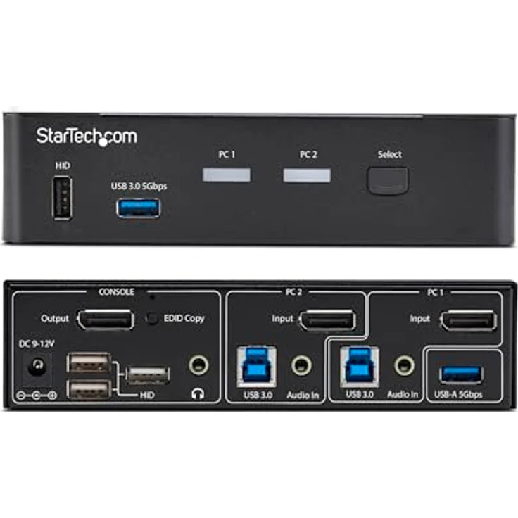 StarTech.com 2-Port DisplayPort KVM Switch, 4K 60Hz mit USB 3.0 Hub, EDID Management und HDCP 1.4 Unterstützung – Bild 5