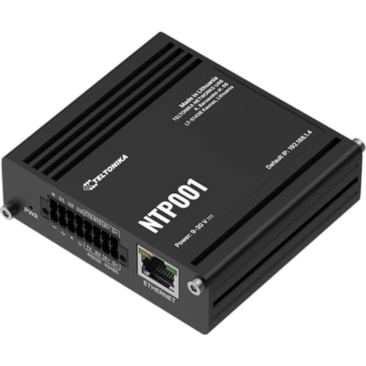 Teltonika NTP001, Stratum-1 NTP-Server für präzise Zeit-Synchronisation, Schwarz, mit GNSS, RS232, RS485 und robuster Sicherheit – Bild 2
