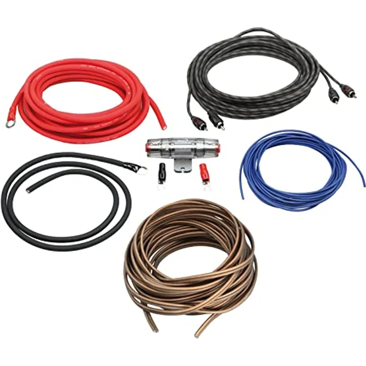 ACV WK-10 Car HiFi Endstufen-Anschluss-Set 10 mm², Kabelkit mit 40A Stromkabel und goldener AGU Sicherung