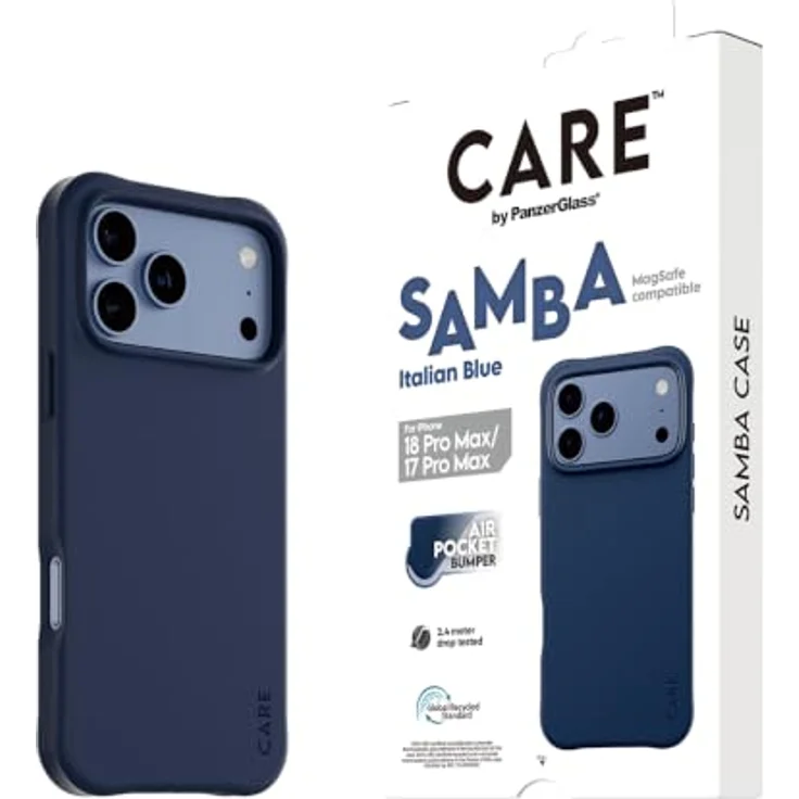 CARE by PanzerGlass Samba Case Italian Blue, Handyhülle mit MagSafe für Apple iPhone 18 Pro Max | 17 Pro Max, sturz- und kratzfest, selbstheilendes TPU-Material, 2.4 Meter Sturztest – Bild 6