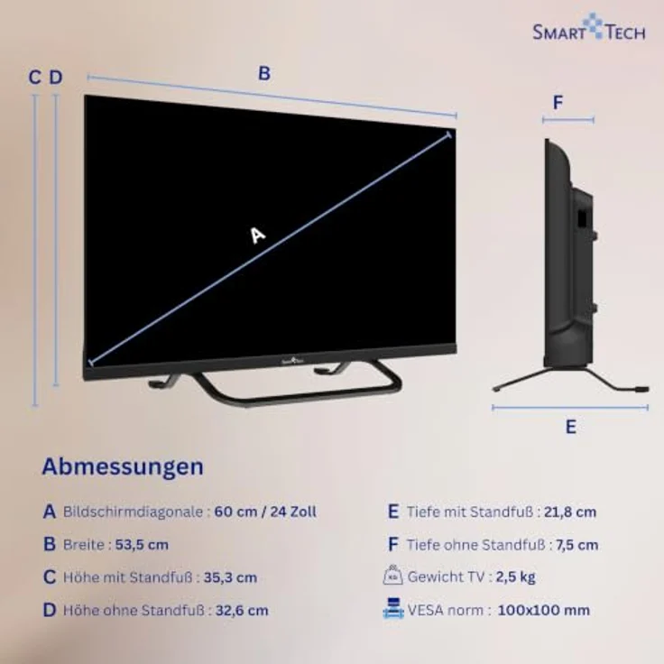 Smart Tech 24QV02VC QLED Fernseher 40 Zoll HD ready, 12 Volt, Triple-Tuner und VIDAA Smart TV – Bild 3