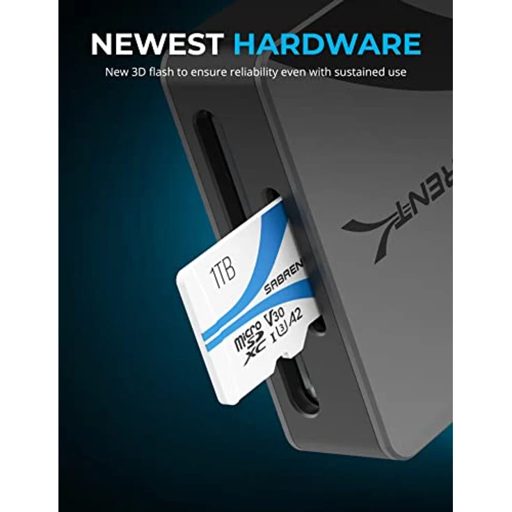 SABRENT Micro SD Karte 1TB V30, SD Karte UHS-I A2, speicherkarte MicroSDXC, Class 10, U3, Full HD & 8K UHD Karte, Biz zu 100MB/s für professionelle Fotografen, Videofilmer, Vloggers (SD-MQ30-1TB) – Bild 3