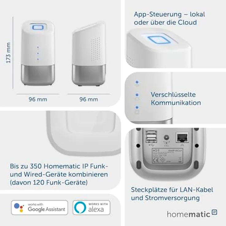 Homematic IP Home Control Unit, Smart Home Zentrale, Digitale Steuerung per kostenloser App, Alexa sowie Google Assistant, hoher Datenschutz – Bild 3