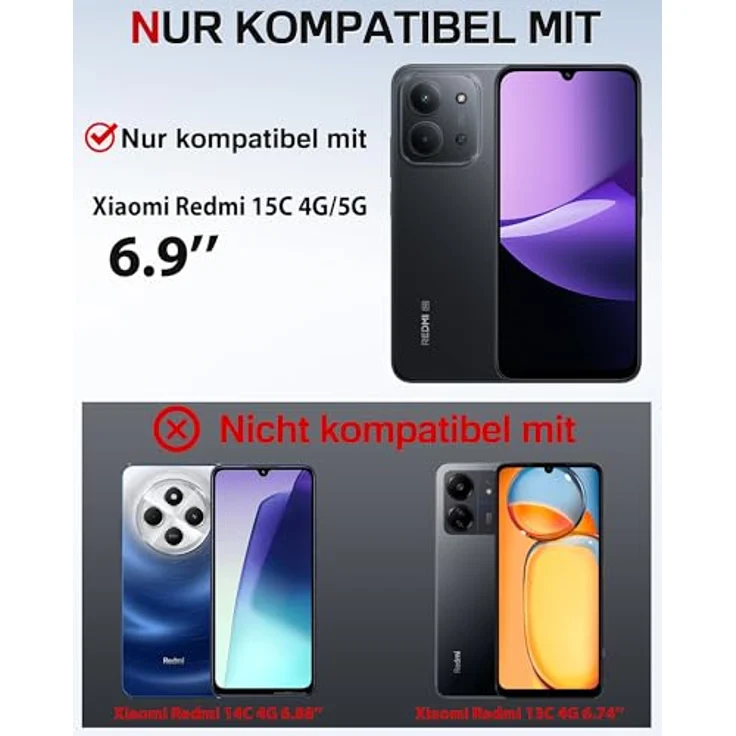 LeYi Transparent Hülle für Xiaomi Redmi 15C 4G/5G, Stoßfestes TPU Silikon Case mit 2 Schutzfolien, HD Kameraschutz und perfekter Passform, Durchsichtig – Bild 2