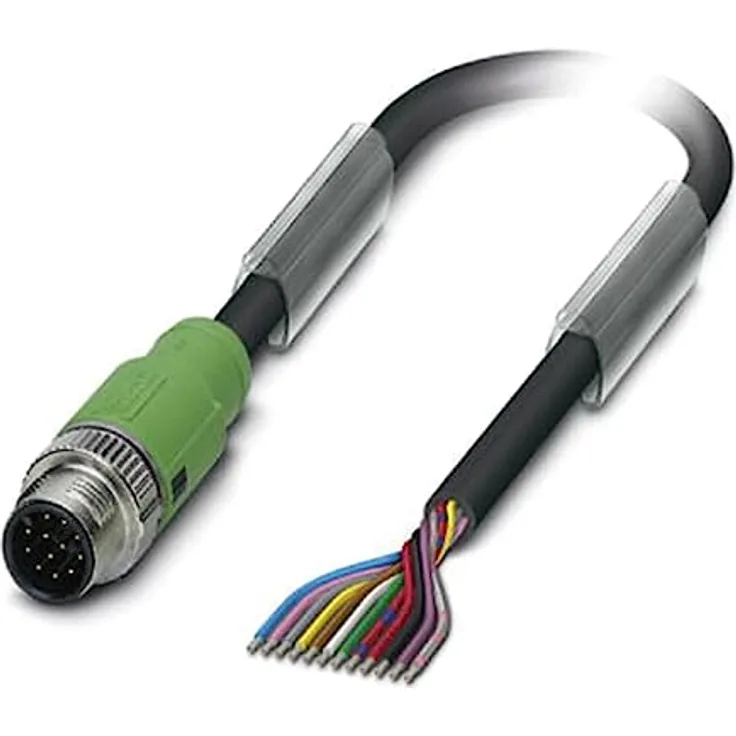 PHOENIX CONTACT SAC-12P-MS/1.5-PVC SCO Sensor/Aktor-Kabel, 12-Polig, A Kodierung, 1.5m Kabellänge, Schwarz, mit SPEEDCON-Schnellverriegelung