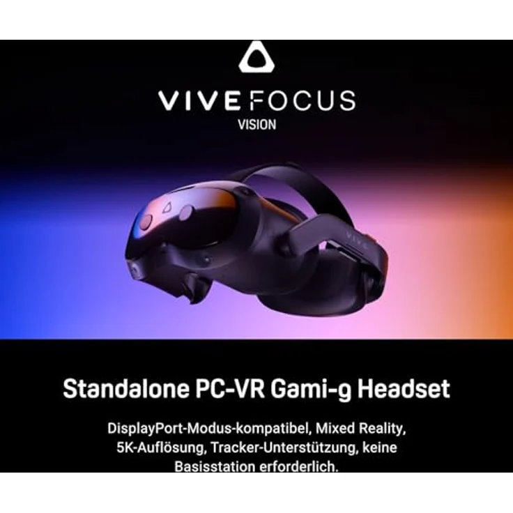 HTC Vive Focus Vision 5K Standalone VR Headset für Business und Gaming, Schwarz – Bild 2
