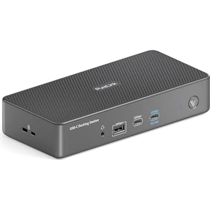 PureLink Vuelogic USB C Docking Station Dual Screen, 14-in-1 Multifunktionale Dockingstation Laptop, 2X HDMI / 2X DP Unterstützung, Ethernet, Multiport, Schwarz