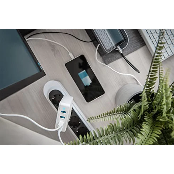 DIGITUS Universal GaN Ladegerät 100 W, 2-Port USB-C und 2-Port USB-A, Schnellladegerät Power Delivery (PD 3.0), kompakt und leicht, Weiß – Bild 3