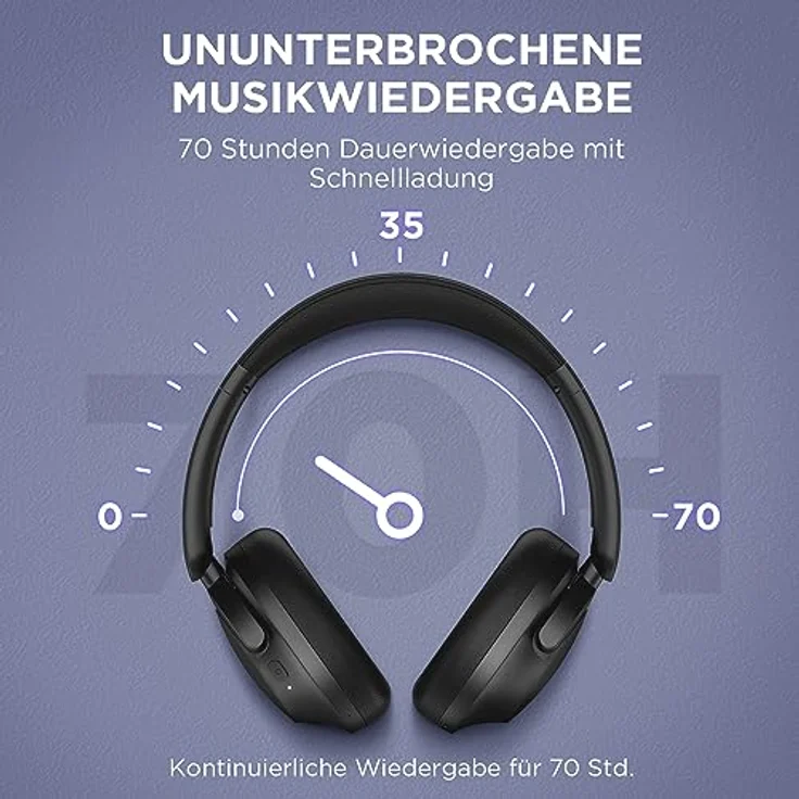1MORE SonoFlow SE Over Ear Kopfhörer Bluetooth, Aktive Noise Cancelling Kopfhoerer Kabellos, 70 Std. Wiedergabe Schnellladung, ENC Headphones mit Mikrofon, Tiefer Bass, EQ-Voreinstellung – Bild 4