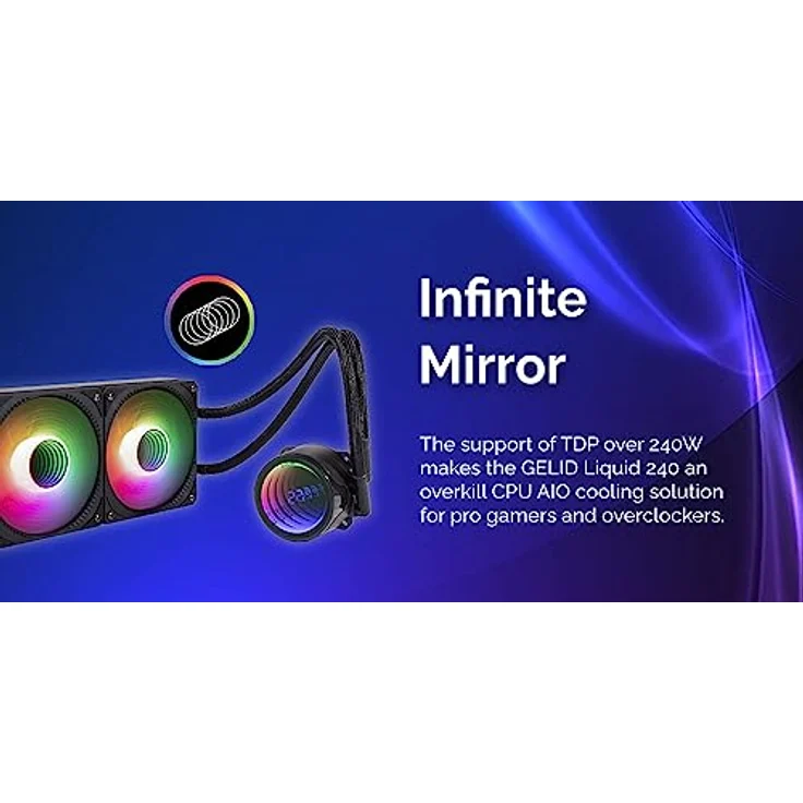 Gelid Solutions Liquid 240 - All-in-One CPU AIO Wasserkühler mit 2x 120mm RGB Lüfter, 750-1800 U/min, AM5 und LGA 1700 kompatibel, beinhaltet GC4 Wärmeleitpaste. – Bild 5