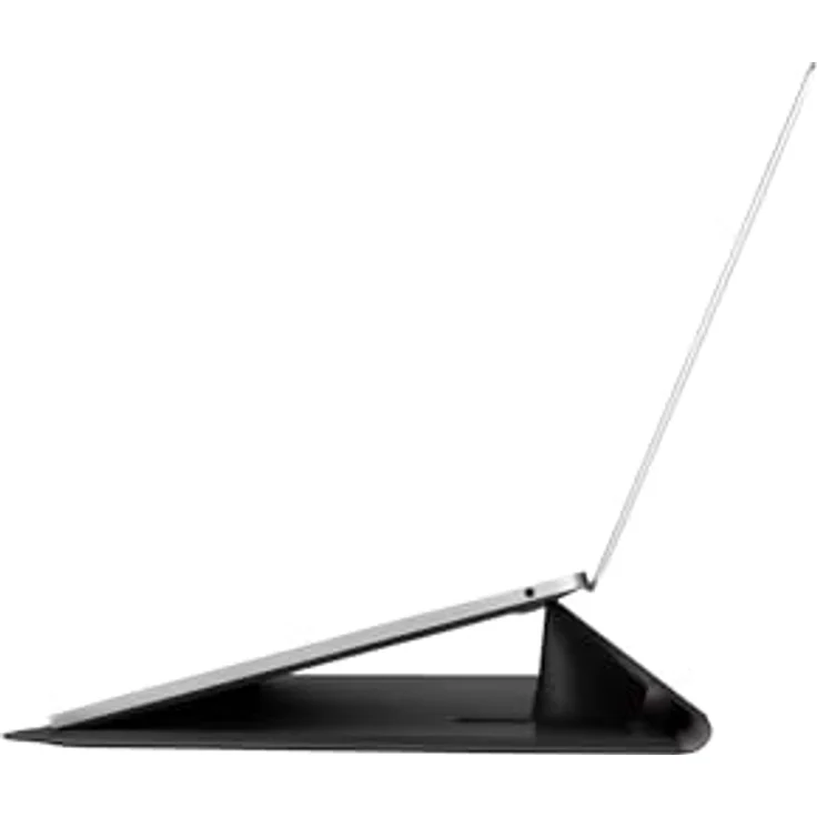Uniq etui Oslo Laptop Sleeve 14", spritzwasserfeste vegane Lederhülle, Schwarz, mit Magnetverschluss und Ständerfunktion – Bild 3