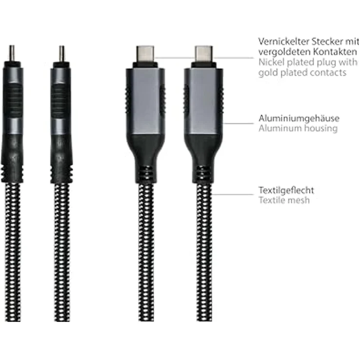 Good Connections Ethernet-Kabel USB-C zu RJ45, 1-Gigabit LAN-Adapter ohne Treiber, Textilmantel, 3m, anthrazit – Bild 4