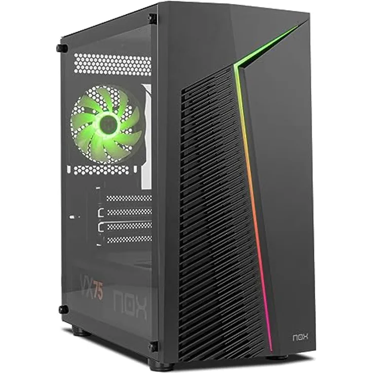 NOX XTREME PRODUCTS Infinity Zeta - M-ATX/ITX ARGB Rainbow Dynamic Mini Tower, gehärtetes Glas-Seitenteil, Platz für 6 Lüfter, kompatibel mit bis zu 310mm Grafikkarten, USB 3.0, Schwarz