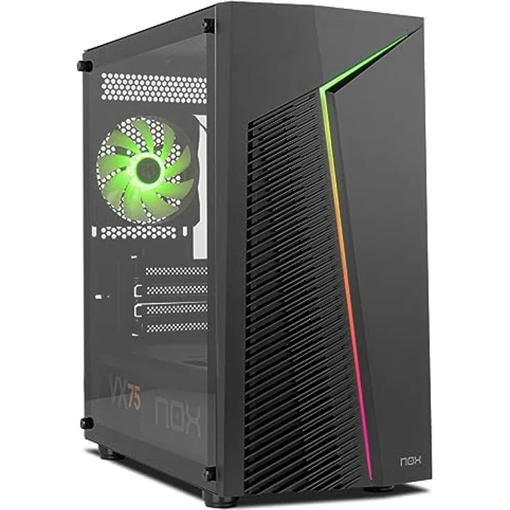 NOX XTREME PRODUCTS Infinity Zeta - M-ATX/ITX ARGB Rainbow Dynamic Mini Tower, gehärtetes Glas-Seitenteil, Platz für 6 Lüfter, kompatibel mit bis zu 310mm Grafikkarten, USB 3.0, Schwarz – Bild 1