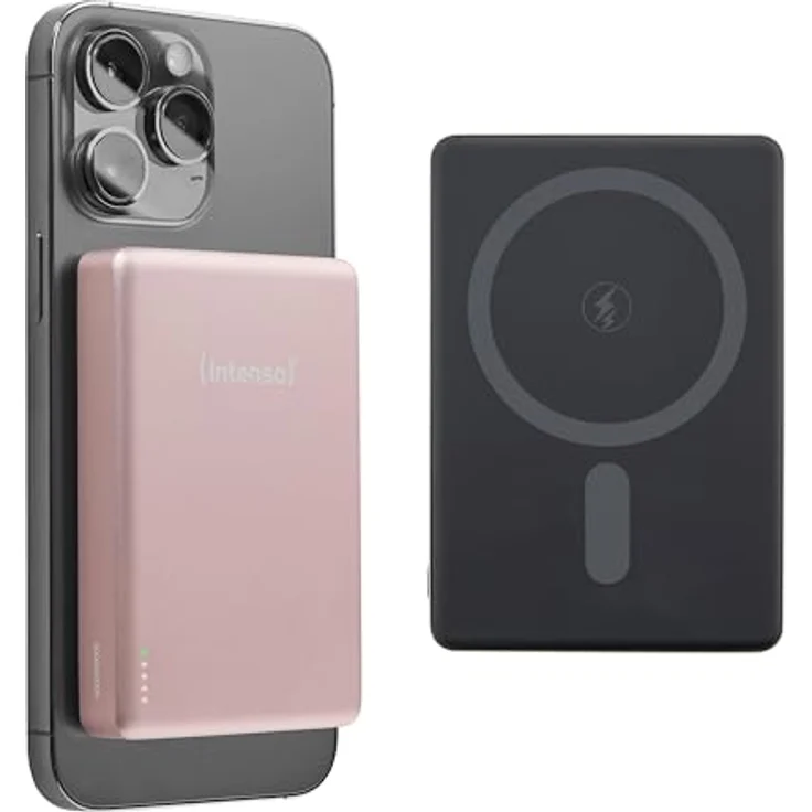 Intenso MW10000 Magnetische Powerbank 10000 mAh – MagSafe kompatibel, Wireless Charging 15W, USB-C PD 20W, geprüft in Deutschland – Rosé – Bild 1