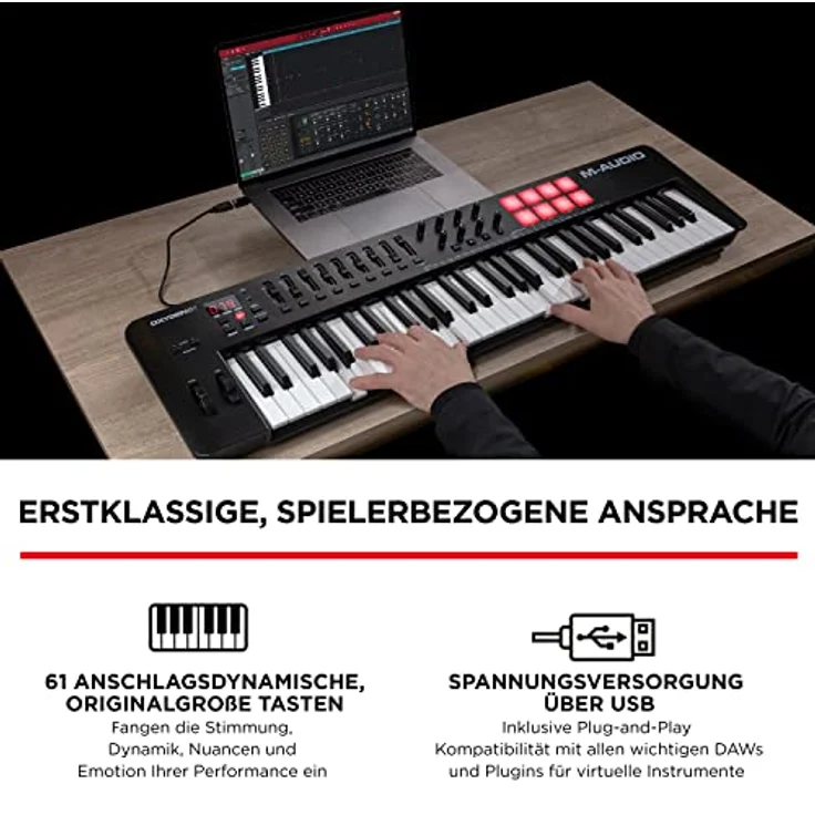 M-Audio Oxygen 61 V – 61-Tasten USB MIDI Keyboard Controller mit Beat Pads, Smart Chord & Scale Modi, Arpeggiator und Softwarepaket inklusive – Bild 2