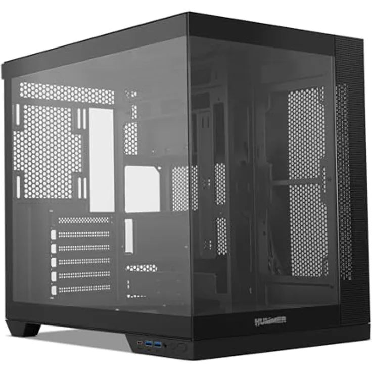 NOX XTREME PRODUCTS Hummer Astra NEO Black - Semitower ATX | M-ATX | ITX, Panoramaglas ohne Rahmen, Platz für 9 Lüfter, Grafikkarten bis zu 400mm, USB-C und USB 3.0 - Schwarz