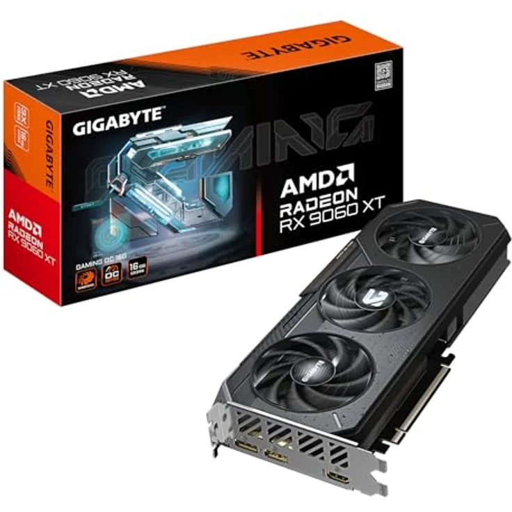Gigabyte Radeon RX 9060 XT Gaming OC 16G Grafikkarte - 16GB GDDR6, 128bit, PCI-E 5.0, 3320 MHz, RGB-Beleuchtung, WINDFORCE Kühlsystem – Bild 1