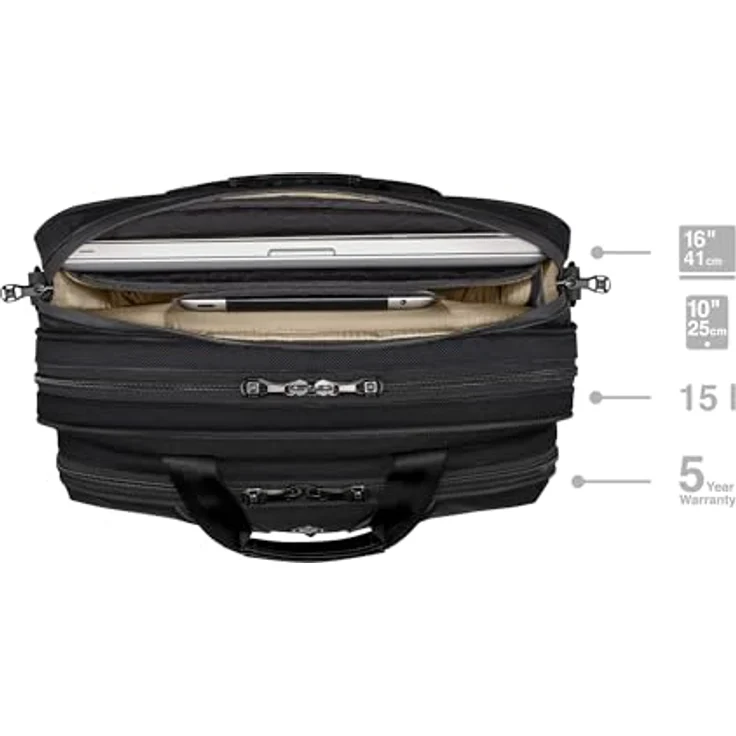 Wenger Legacy Black Series 16" Laptop-Tasche, Aktentasche aus recyceltem Material mit gepolstertem Laptop- und Tabletfach, schwarz – Bild 2