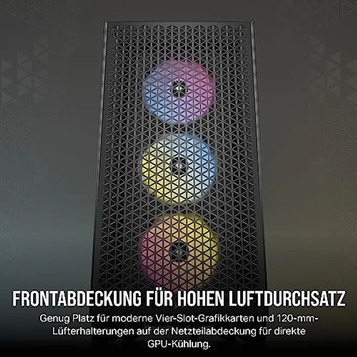 CORSAIR 3000D RGB Airflow Mid-Tower PC-Gehäuse - 3X AR120 RGB-Lüfter - DREI-Slot-GPU-Unterstützung - Geeignet Für Bis zu 8X 120mm-Lüfter - High-Airflow-Design - Schwarz – Bild 5
