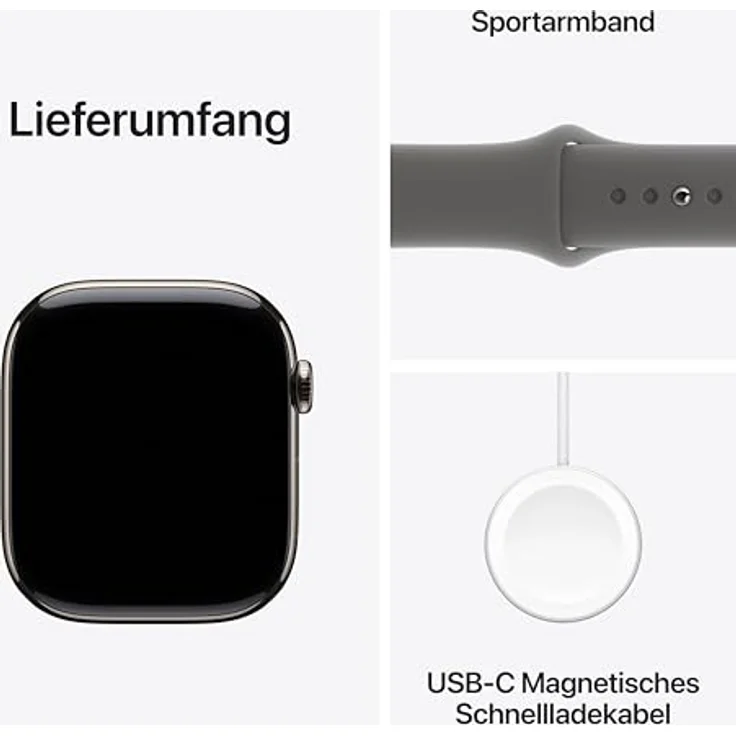 Apple Watch Series 10, 46 mm, GPS + Cellular, Titangehäuse Natur, Sportarmband Steingrau, M/L – Bild 6