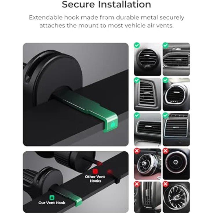 iOttie iTap 3, Magnetische Handyhalterung für Lüftungsschlitze mit magnetischem Ringadapter, kompatibel mit MagSafe für iPhone und Android Smartphones – Bild 3