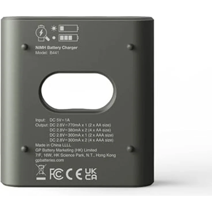 GP B441 Akku-Ladegerät mit 4 x 2100 mAh AA Batterien, USB-Aufladung, schnelles Aufladen, kompaktes Design – Bild 3