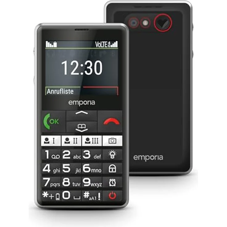 Emporia emporiaPURE-LTE, Seniorenhandy 4G, schwarz, mit extragroßen Tasten und Notruftaste – Bild 1