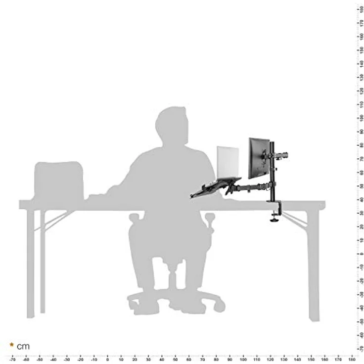 RICOO Monitorhalterung mit Laptop Arm Monitor Halterung Tisch Höhenverstellbar für 13-29 Zoll VESA Tischhalterung TS7111 Monitorarm Bildschirmhalterung Bildschirm Halter Arme für Computermonitore – Bild 5