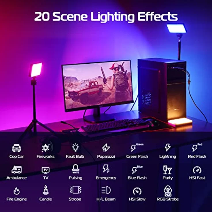 ULANZI LT002 RGB LED Videoleuchte, 7" Video Licht Dimmbare 2500K-9000K, Kamera Licht mit Magneten, CRI 95+, eingebauter 4000mAh Akku, tragbare Foto Licht für DSLR Kamera Videofotografie – Bild 5