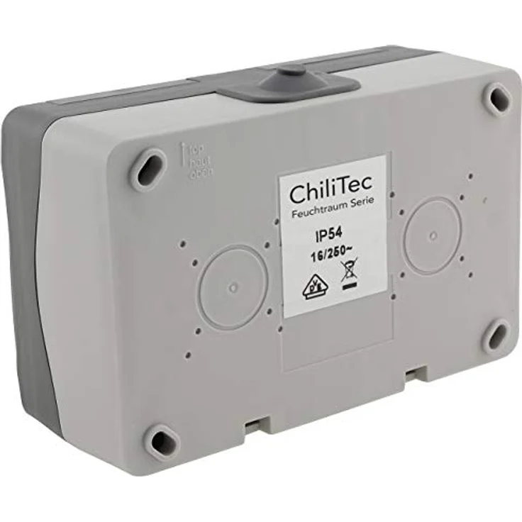 ChiliTec Gartensteckdose Aufbau, spritzwassergeschützt IP54, 3600W, 2 Schutzkontakt-Steckdosen, dunkelgrau – Bild 3